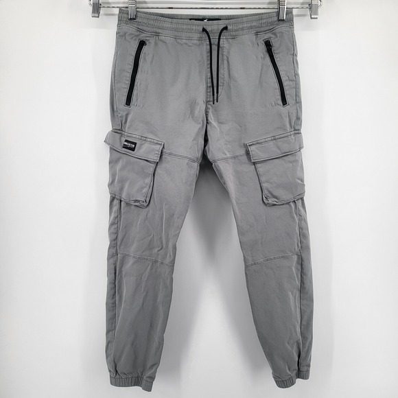 Hollister Other - Hollister Men's Skinny Jogger Pants Gray Stretch Cargo Pockets Elastic Waist 32